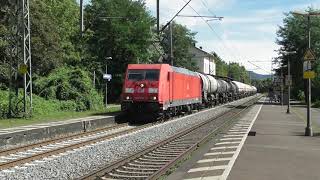 Doorkomst BR185 (185 284) met korte keteltrein | DB Cargo | Op station Bonn-Oberkassel (D)