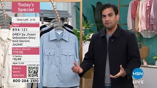 GREY by Jhoan Sebastian Grey Knit Denim Jacket w/Mesh Sw...