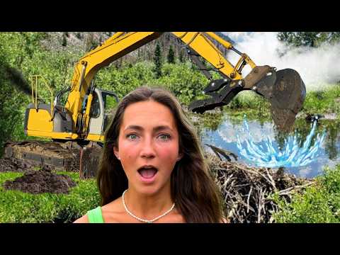 Beaver Dam Removal With Excavator Clearing Waterway