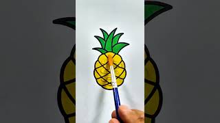Reverse Coloring Pineapple | Satisfying Coloring #colors #coloring #art #fruit #golden #satisfying