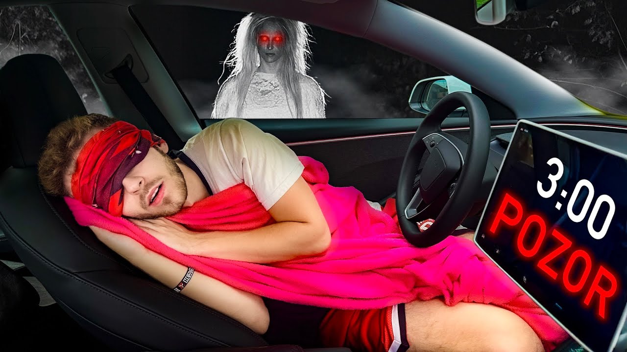 Děsivé Přespání v Tesle Y!