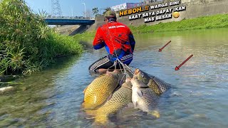 Mancing di sungai liar dapat ikan mas besar pakde sho lie khin sampai heran