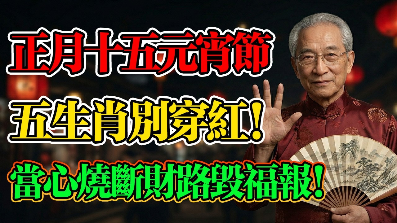 南懷瑾：元宵節這5個生肖千萬別穿紅！當心引動無明業火，燒斷一整年財路毀福報！#南懷瑾 #易經命理 #佛學智慧 #十二生肖運勢 #2026馬年 #元宵節 #辟邪擋災 #本命年穿搭 #佛學 #佛法