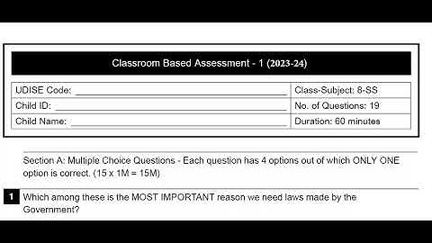 Ap 8th Class Fa-1 💯V.imp Social🥳Question Paper (2023-24) | 8th Class fa1 ( CBA_1) Social  Paper 2023