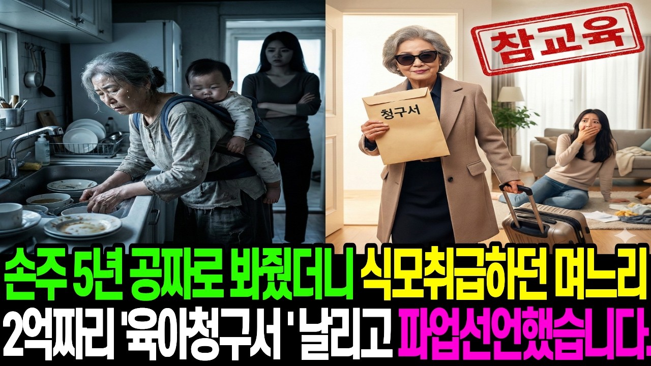 손주 5년 공짜로 봐줬더니 '식모' 취급하는 며느리  '육아 청구서' 2억 날리고 파업 선언했습니다