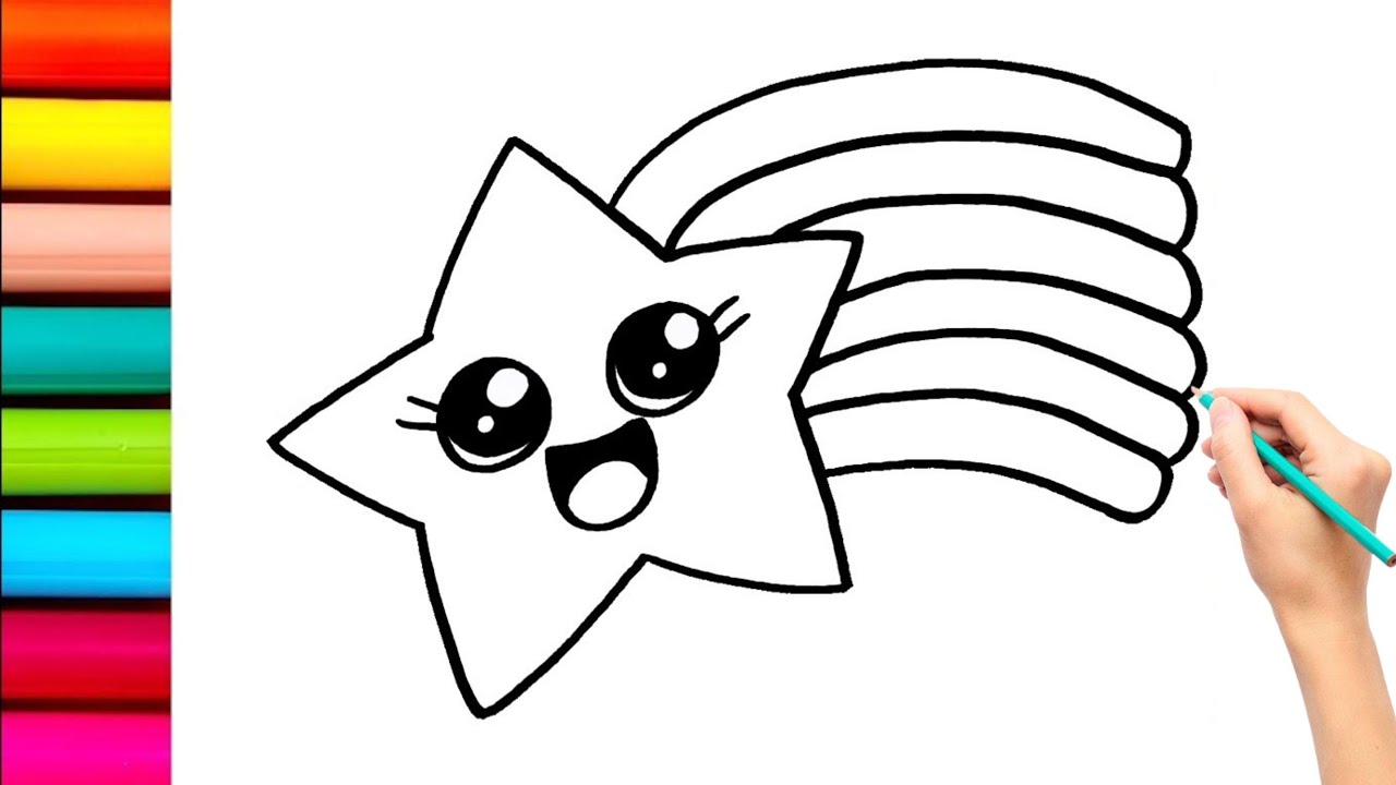 How to draw a rainbow star | Drawing a rainbow star and colouring for ...