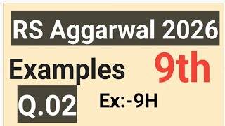 Ex 9H Example 2 Factorisation Of Polynomials RS Aggarwal 9th maths 2026 Full Solutions