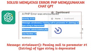 Error Message: strtolower(): Passing null to parameter #1 ($string) of type string is deprecated