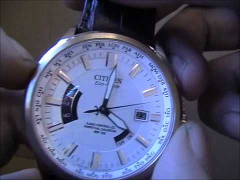 Citizen Radio Controlled Leather and Gold Watch CB0013-04A