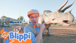 blippi walks like dinosaur it s storytime blippi moonbug