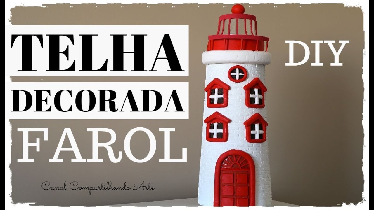 TELHA DECORADA FAROL -  DIY Artesanato feito com STENCIL OPA e BISCUIT - Compartilhando Arte