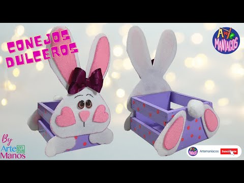 🔴Cómo Hacer CONEJOS DULCEROS Con Cajas de Madera, Fácil con @ArtemaniacosconLiliySam