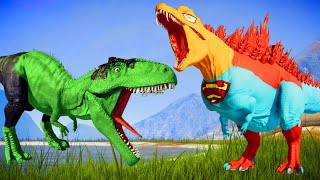 Giganotosaurus hulk vs superman godzilla vs tyranosaurus, joker indominus rex, wolverine
