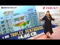 ₹4.60 Cr ♥️ 4 BHK Triplex PENTHOUSE Tour (7054 sq ft) 🏊  Private Pool ⛰️ Aravalli Hills 😱 Sky Suites