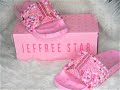 How I Blinged Out These Jeffree Star Slides by Adding Rhinestones and Pearls DIY Tutorial