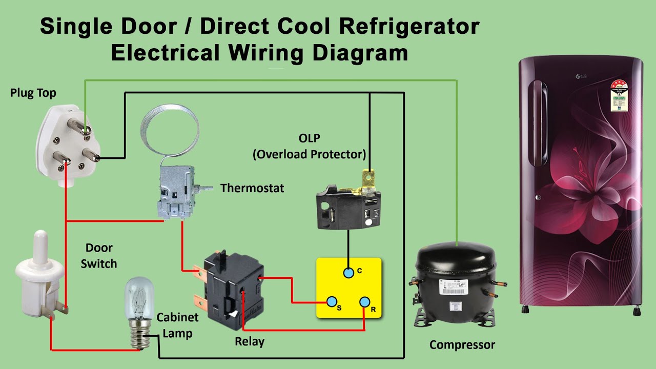 Single door/direct cool refrigerator wiring diagram bengali - YouTube
