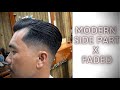 Modern Side Part x Faded | HairCut Tutorial || Long BarberShop
