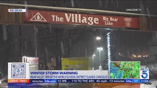 Schools close as snow continues to blanket Southern California mountain communities 