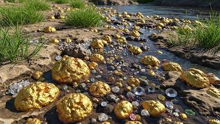 Unbelievable Discovery! Digging Up Raw Gold Nuggets in the mountian