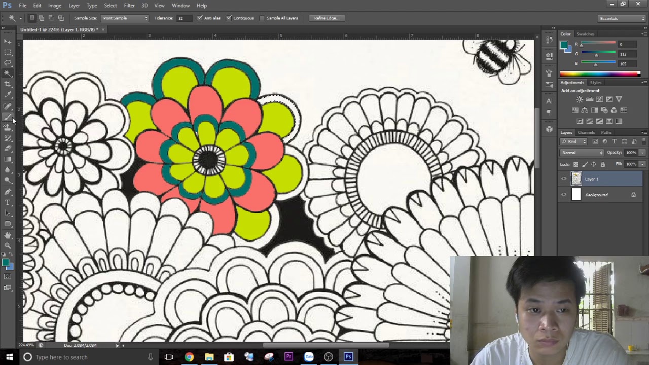 Sử dụng phần mềm photoshop vẽ trang trí màu hoa văn... - youtube