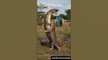 Rescuers Save Leopard from Huge Python Just in Time! #shorts