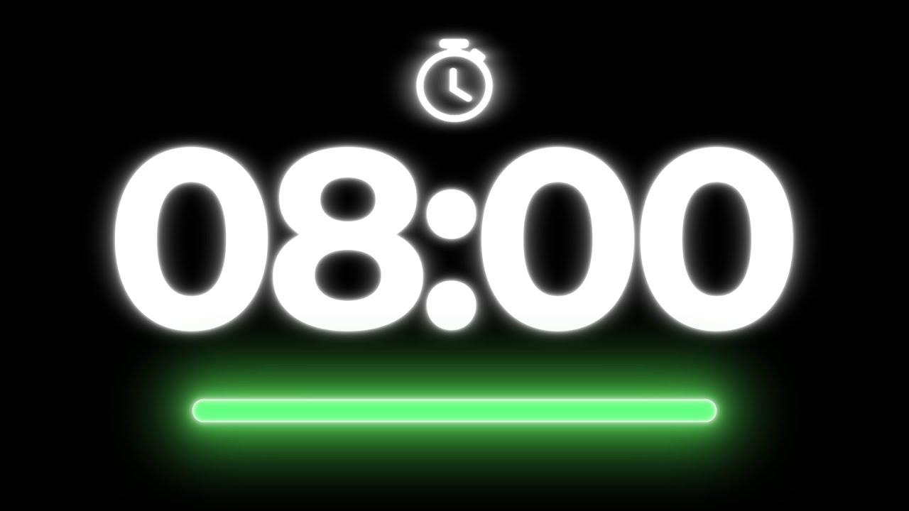 Temporizador 8 Minutos con Alarma ⏱️ Cuenta Regresiva 480 Segundos | 8 Minute Timer