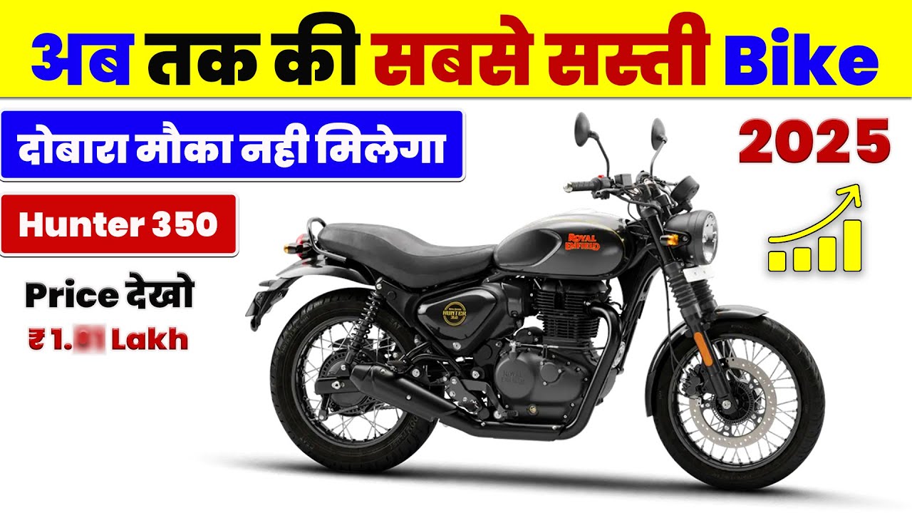 2025 Hunter 350 Factory Black Chepest Bike in Royal Enfield | सबसे ...
