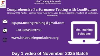 Performance Testing with LoadRunner Day 1 on 18th Nov 2025.WhatsApp us at +91-9133190573 to enroll.