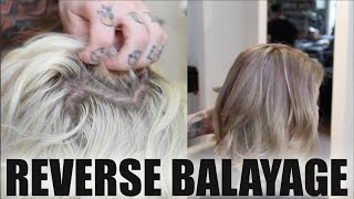 How To:  REVERSE BALAYAGE TECHNIQUE To Add Depth To Overly BLONDE Hair - Tutorial