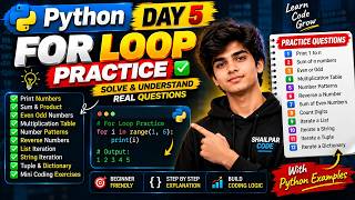 Full Python Day 5 🔥 | For Loop Practice Questions in Hindi | Logic Building | Shailpar Code Guide