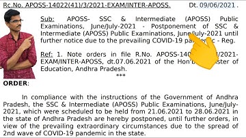 APOSS exam dates 2021 ||Ap OSS exams postponed ||Ap open inter exams postpone ||by Kumar education||