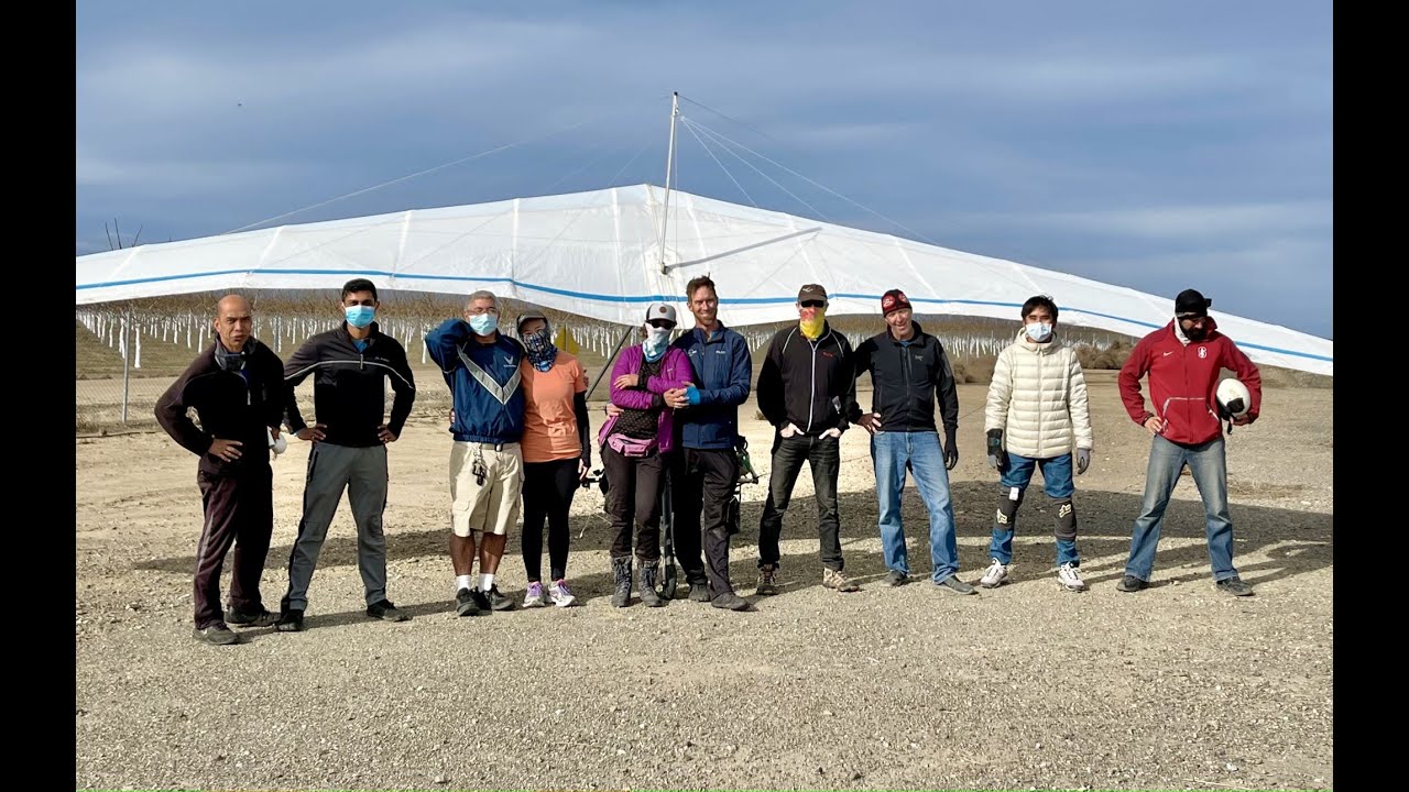 Aerotow launch during Zac Majors' hang gliding aerotow clinic on Mar 14, 2021 at Tracy, CA