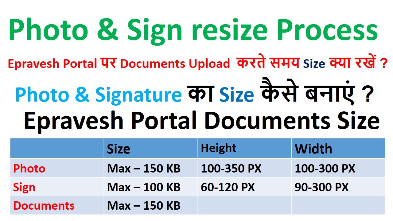 How to Photo & Signature Resize Photo Sign Size Reducer Epravesh