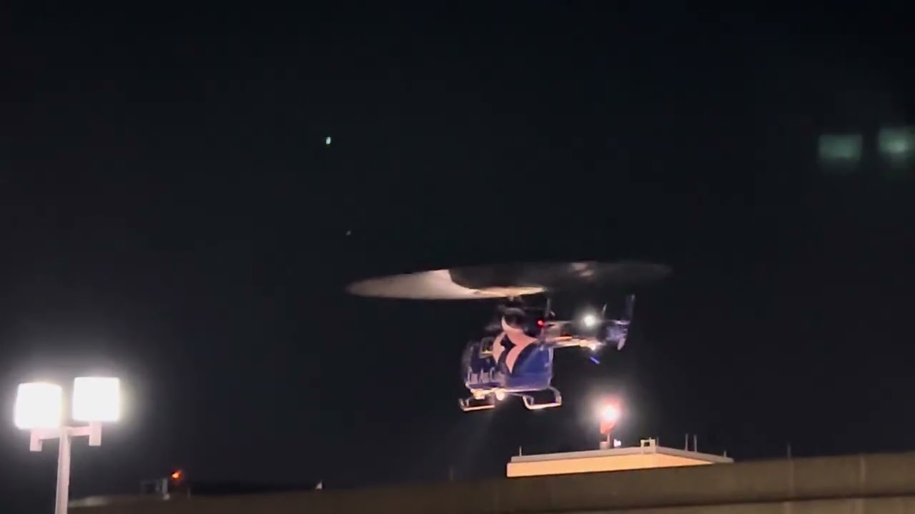 COX AIR CARE MD902 - N902LC Helicopter Landing at Cox South Hospital at night 10-9-2025