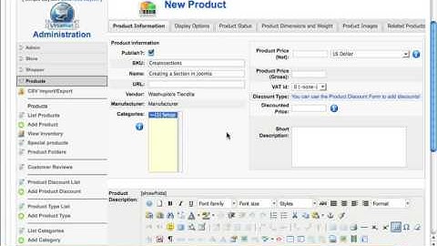 How to Add a New Product in Virtuemart using Joomla 1.5