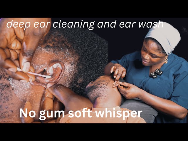 Deep ear cleaning ASMR for deep sleep with relaxing ear wash triggers, gentle whispering no gum 