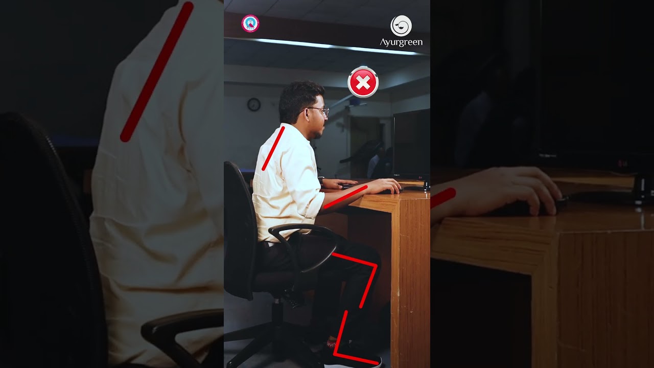 Right and wrong sitting position at Office