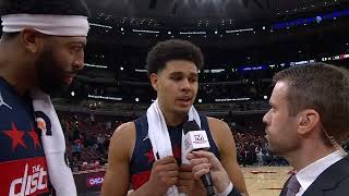 Anthony Davis and Kyshawn George dual walk-off interview after Wizards-Bulls