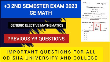 +3 2nd semester GE MATH questions//2nd semester generic elective mathematics important questions