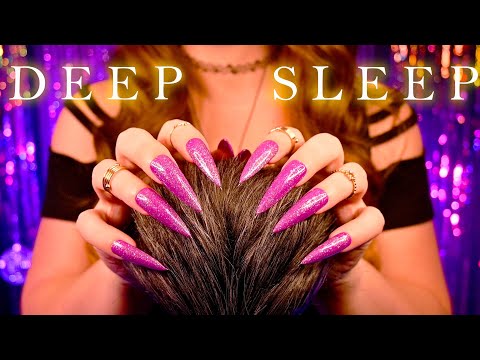 DEEP SLEEP ASMR 💜 Fluffy Mic Scratching with Rain & Inaudible Whispers ☔ (4 Hours) NO MIDROLL ADS 🚫