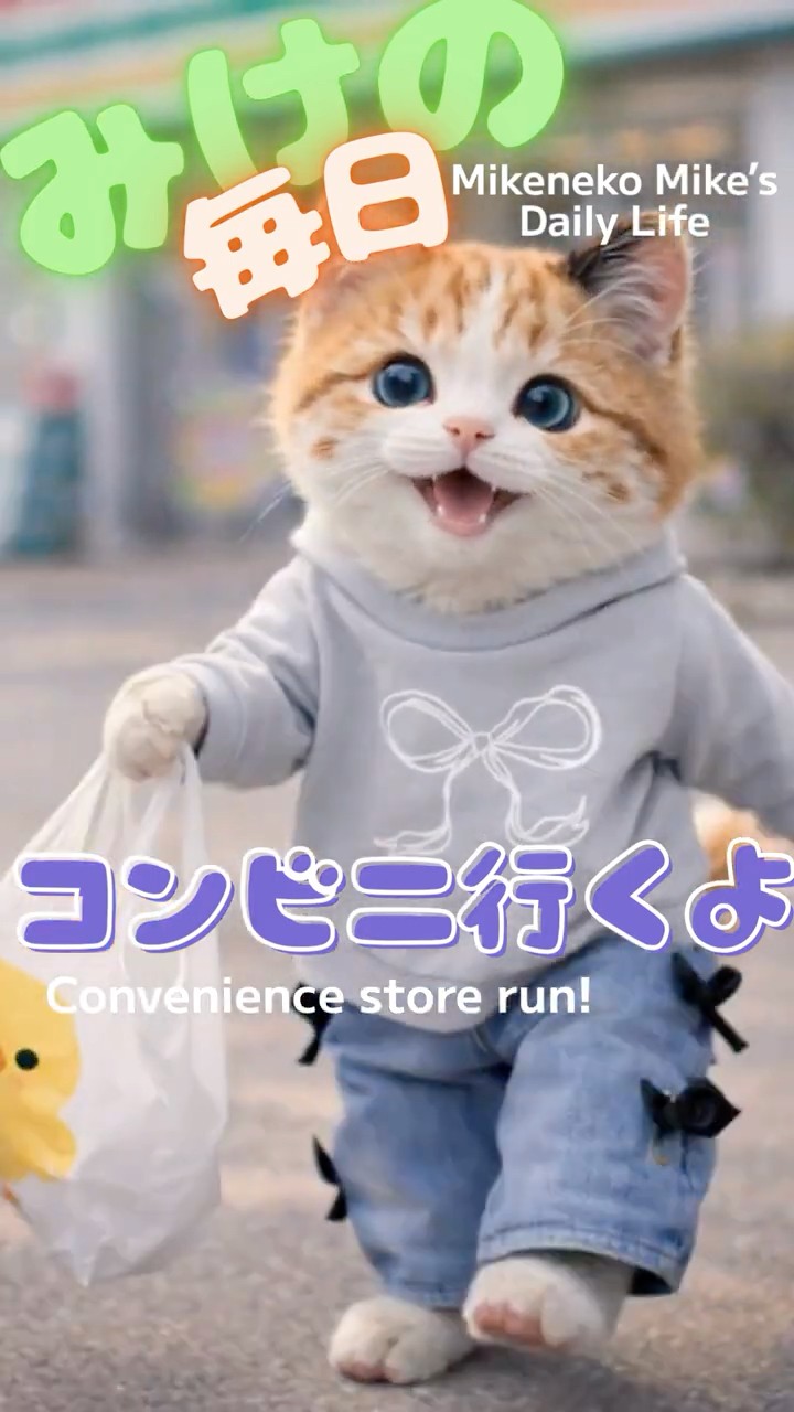 コンビニ行くよ♡『三毛猫みけの毎日』Mikeneko Mike's Daily Life