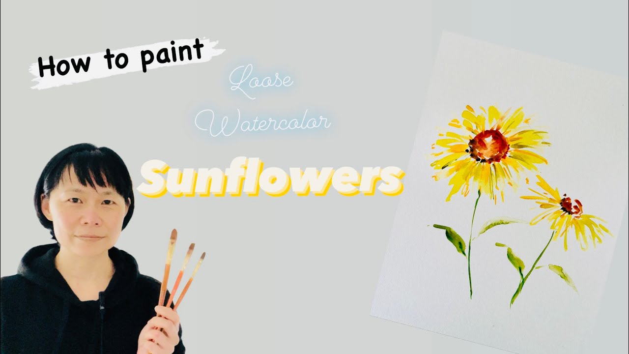 How to paint loose watercolor sunflowers - YouTube