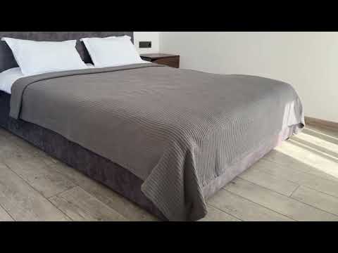 Плед покривало косичка, 100% cotton, графітовий колір (Розміри і кольори в асортименті), видео 1