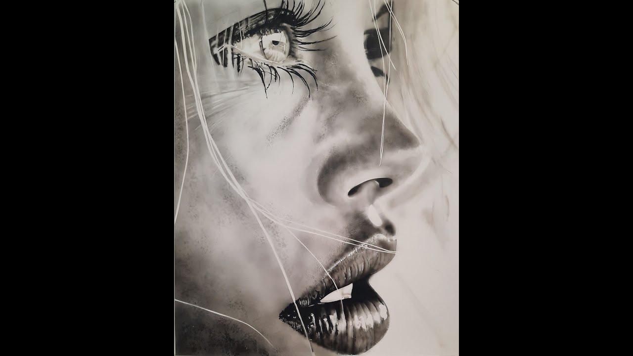 Half-tone Beauty,  Hyper- realism airbrush portrait time-lapse. Jan. 2025