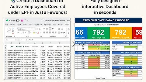 📊 Create Dashboard of PF Active Employees in Seconds! ⚡#PF #EPF #ExcelDashboard #EmployeeDashboard