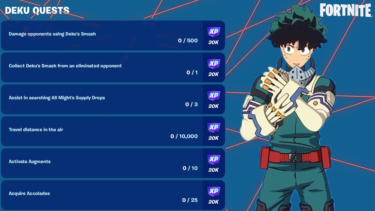 How to EASILY Complete All Deku's Quests | Fortnite x My Hero Academia ...