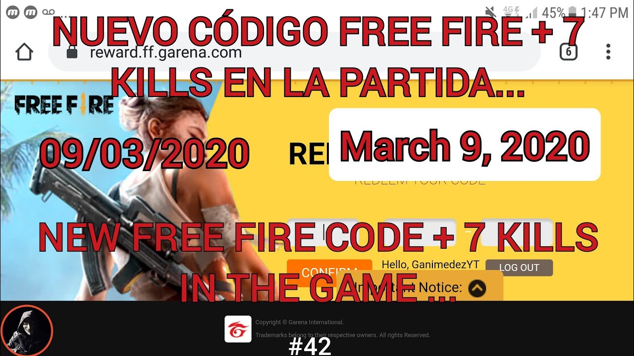 FREE FIRE #42 NUEVO CÓDIGO FREE FIRE + 7 KILLS EN LA ...