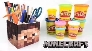 How to Make Minecraft Steve Pen Holder ! Play doh Minecraft l Satisfying Video