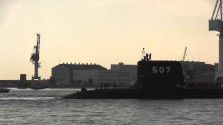 じんりゅう 潜水艦　引渡式　SS-507 神戸出港　海上自衛隊