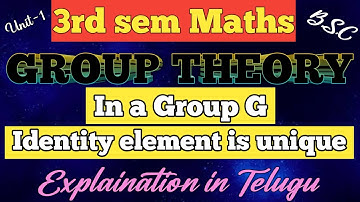 In a group G Identity element is unique/Group/unit-1/3rd sem mats/Telugu expalination